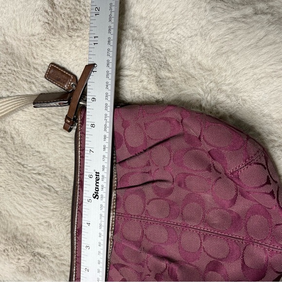 Coach Crossbody Bag Purple Signature C Pleated Small Purse Adjustable Strap - Picture 13 of 15